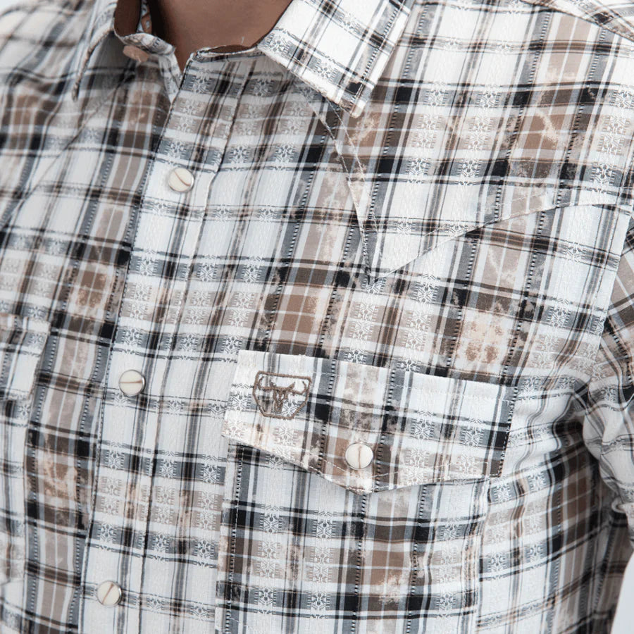 Platini Men Shirt Cuadros White/Beige