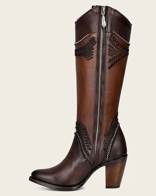Cuadra Ladies Chocolate Embroidery Round Toe CU583