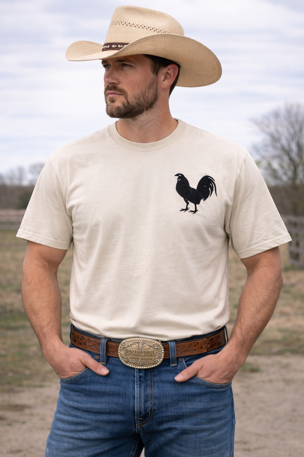 Orona T-Shirt Beige Embroided Gallo