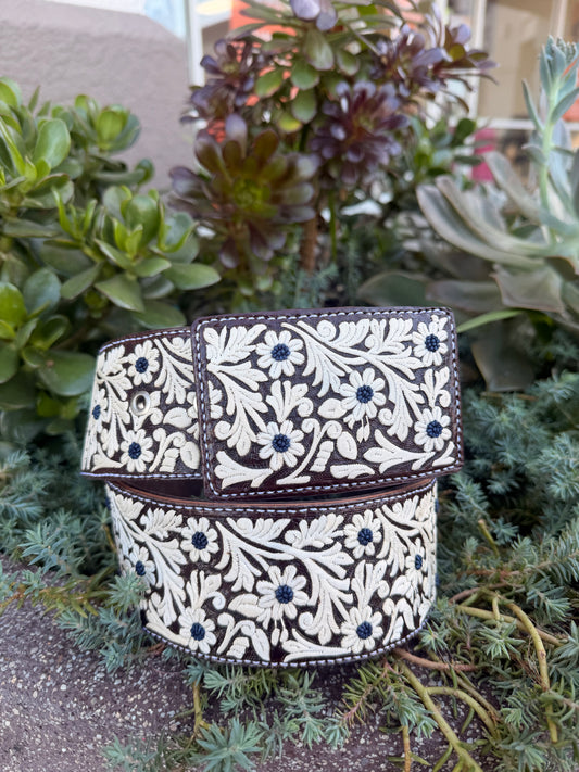 Cinto Pita Fina Chocolate Flor