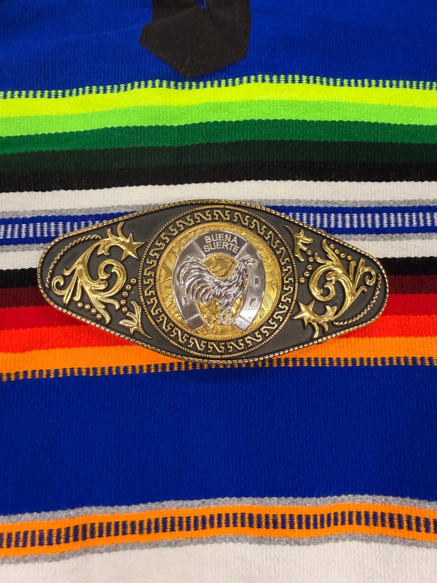 Oval Buckle Rooster Black