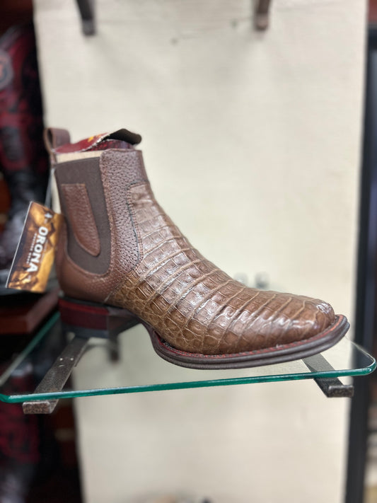 Botin Los Altos Caiman Belly Browm Square Toe
