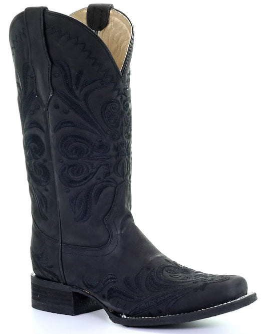 Corral Women L5464 Embroidery Black Square Toe