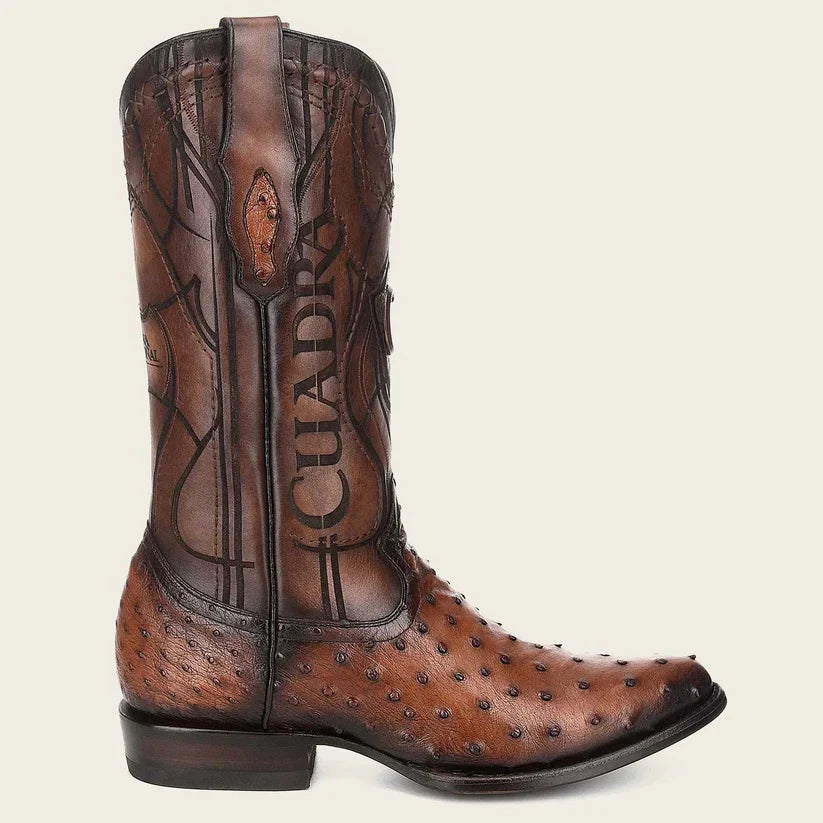 Cuadra Men CU303 Avestruz Moroni Castano Round Toe