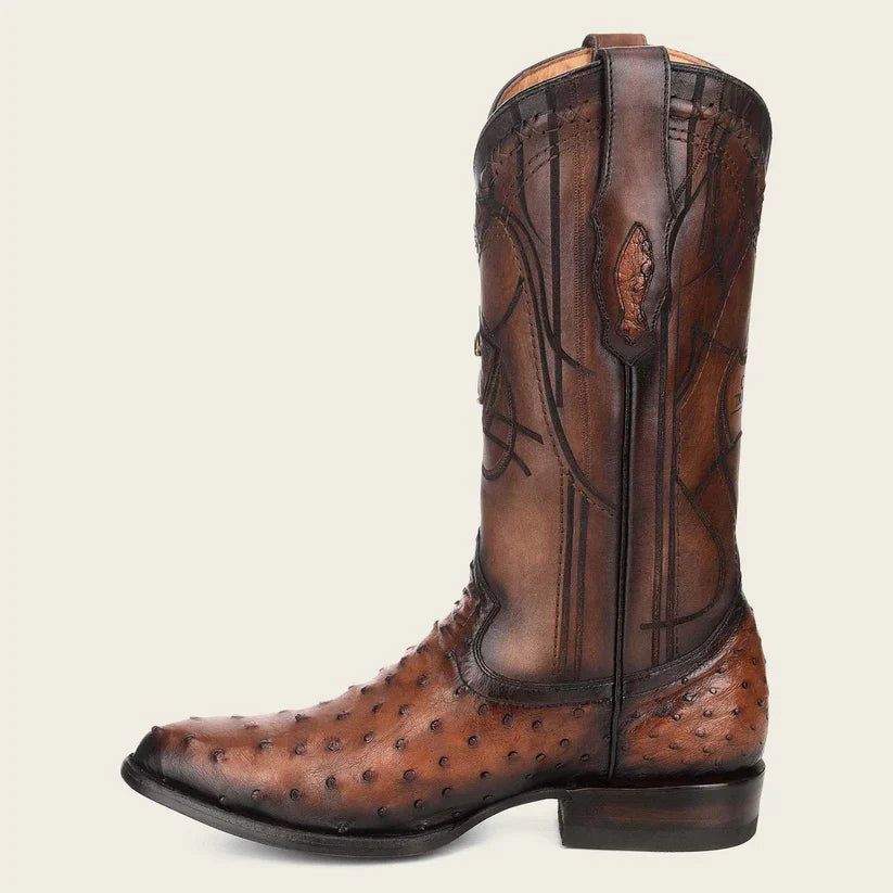 Cuadra Men CU303 Avestruz Moroni Castano Round Toe