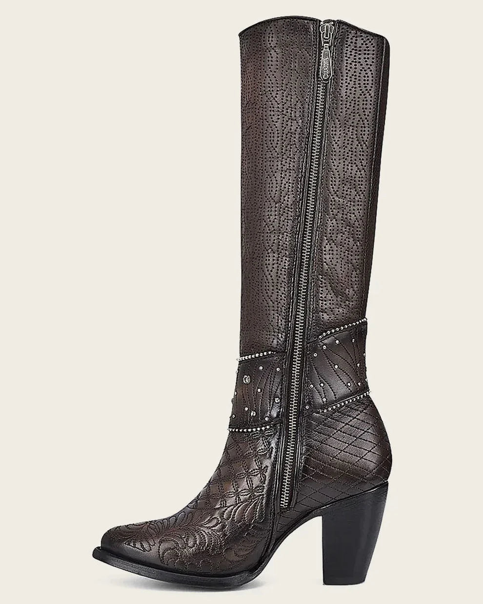Cuadra Ladies CU584 Chocolate Brown/Black Studs