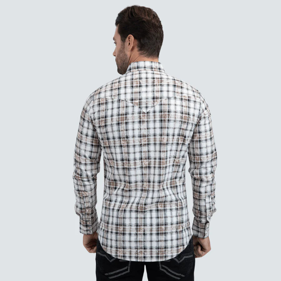 Platini Men Shirt Cuadros White/Beige