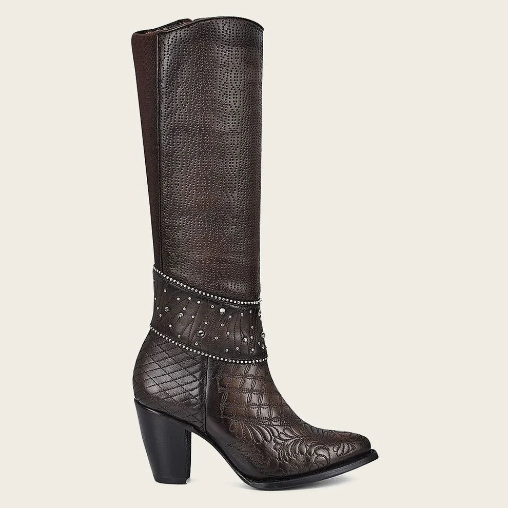 Cuadra Ladies CU584 Chocolate Brown/Black Studs