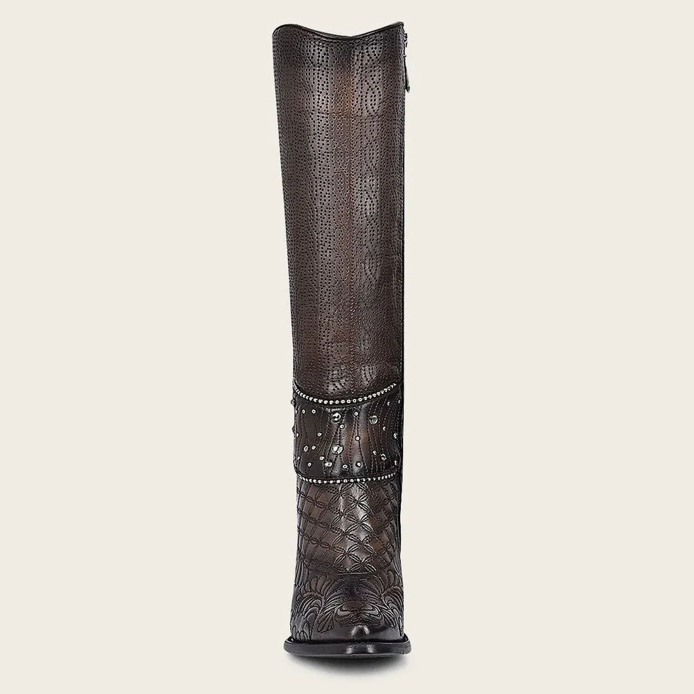 Cuadra Ladies CU584 Chocolate Brown/Black Studs