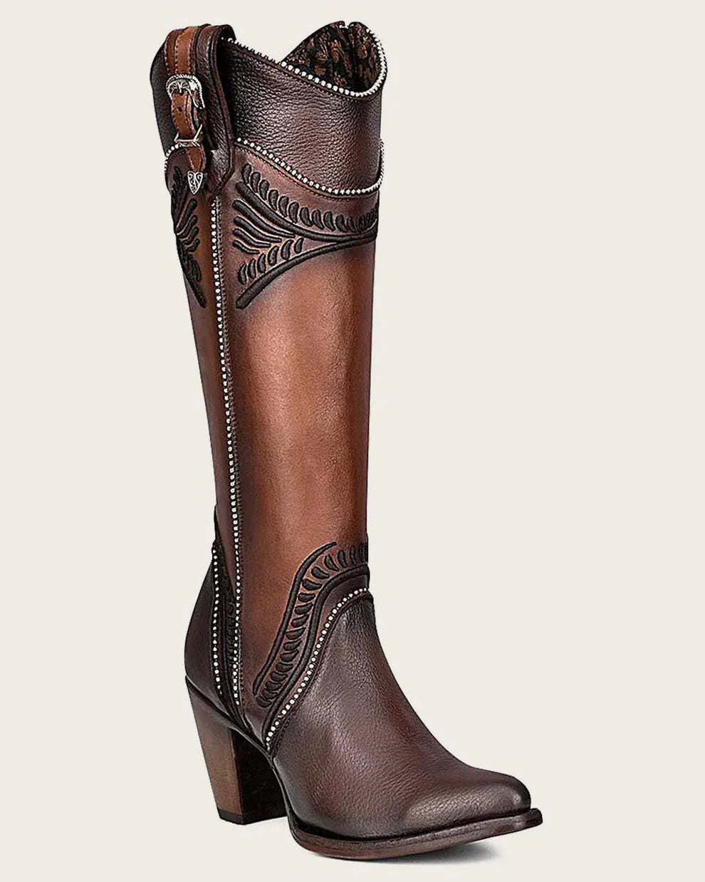 Cuadra Ladies Chocolate Embroidery Round Toe CU583