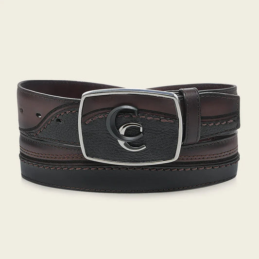 Cuadra Belt BC406 Chocolate & Black Deer Embroidery
