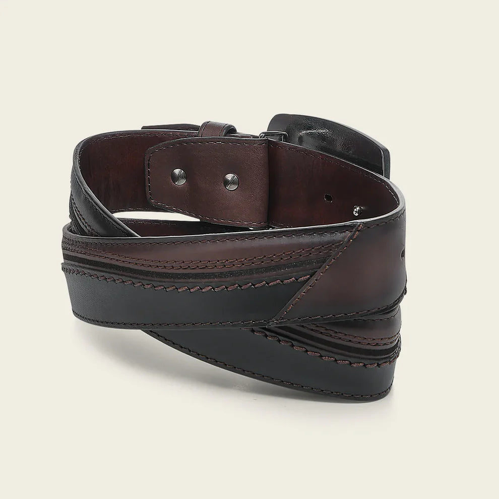 Cuadra Belt BC406 Chocolate & Black Deer Embroidery