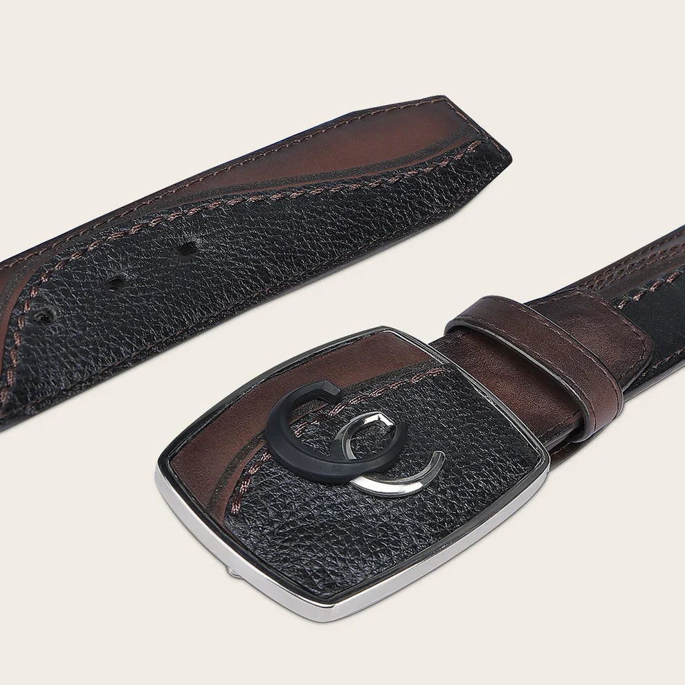 Cuadra Belt BC406 Chocolate & Black Deer Embroidery