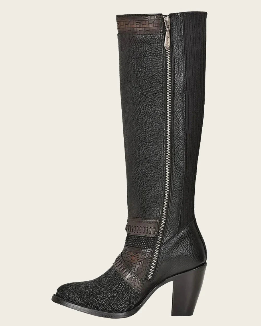 Cuadra Women Stingray Tall Boots Black Engraved CU725