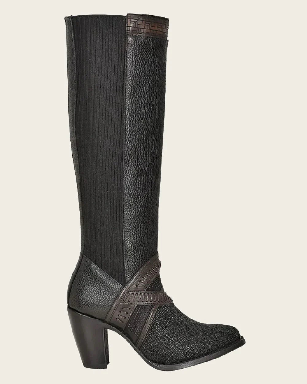 Cuadra Women Stingray Tall Boots Black Engraved CU725