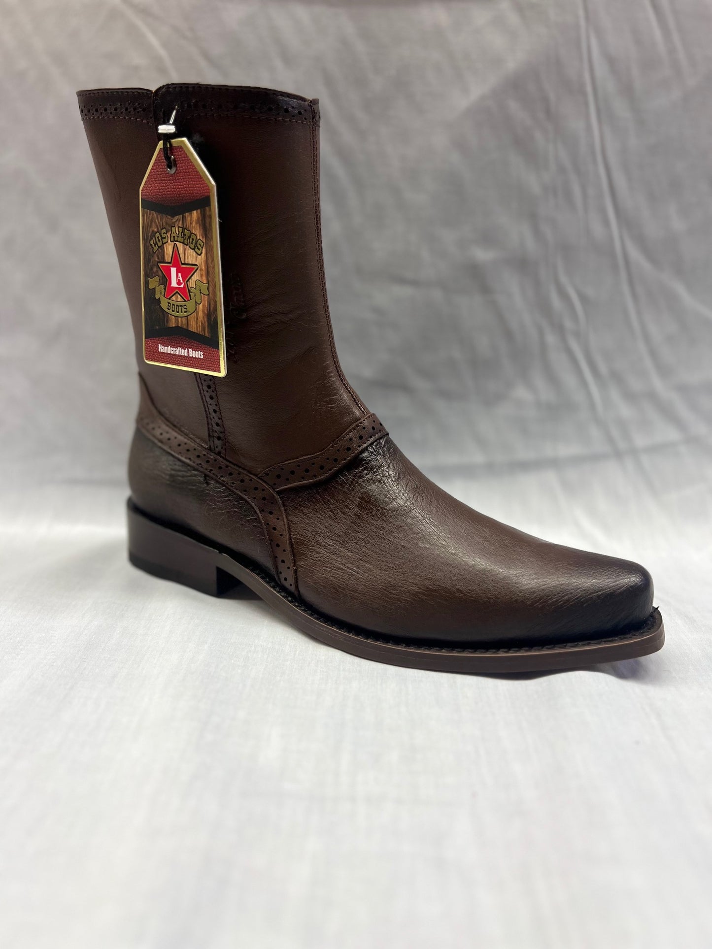 Los Altos Exotic Boot Smooth Ostrich Brown Faded