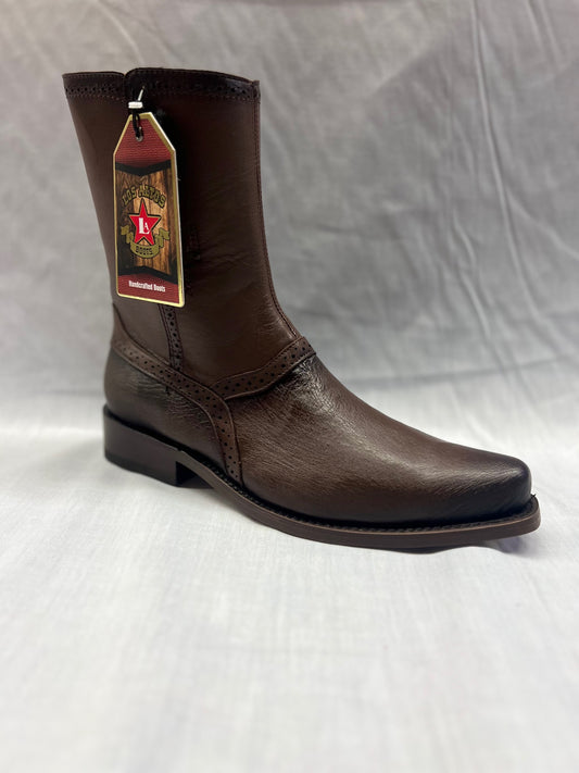 Los Altos Exotic Boot Smooth Ostrich Brown Faded