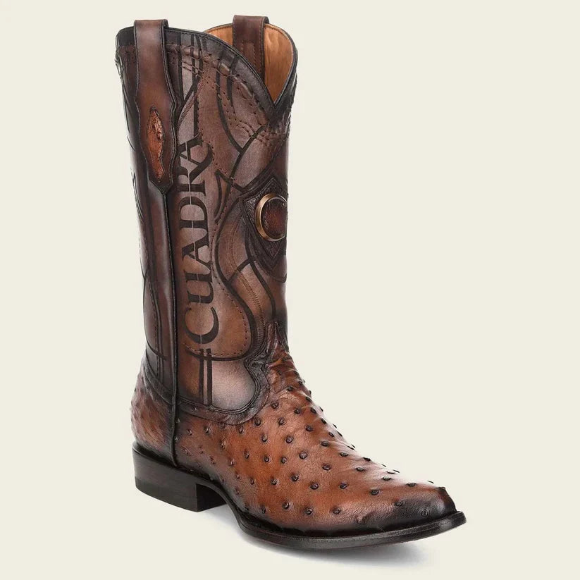 Cuadra Men CU303 Avestruz Moroni Castano Round Toe