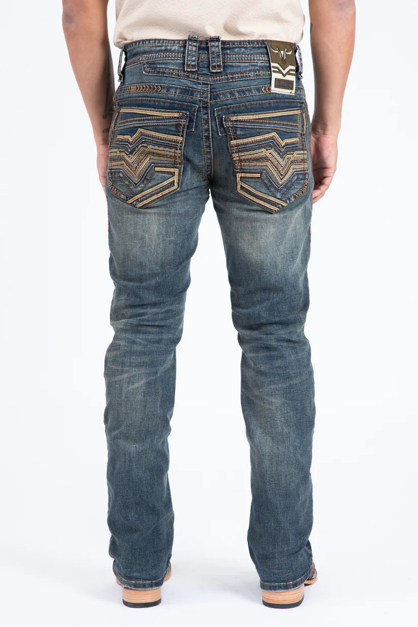 Platini Men Jeans Dark Blue Embroided