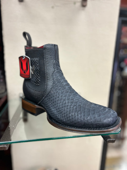 Botin Vestigum Python Nobuck Black Square