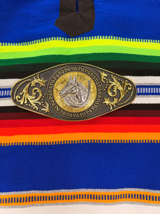 Oval Buckle Horse Head Horse Shoe