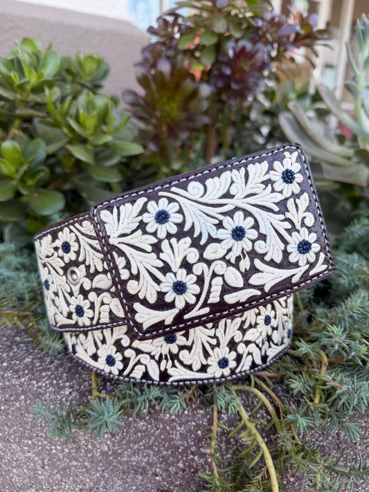 Cinto Pita Fina Chocolate Flor