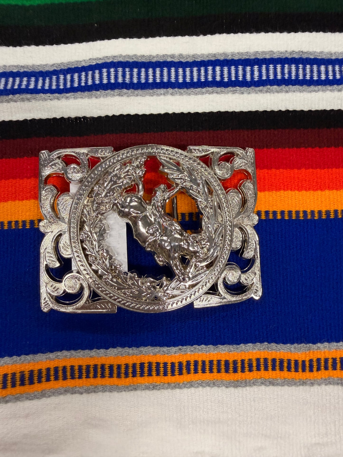 Square Buckle Bull Rider Silver