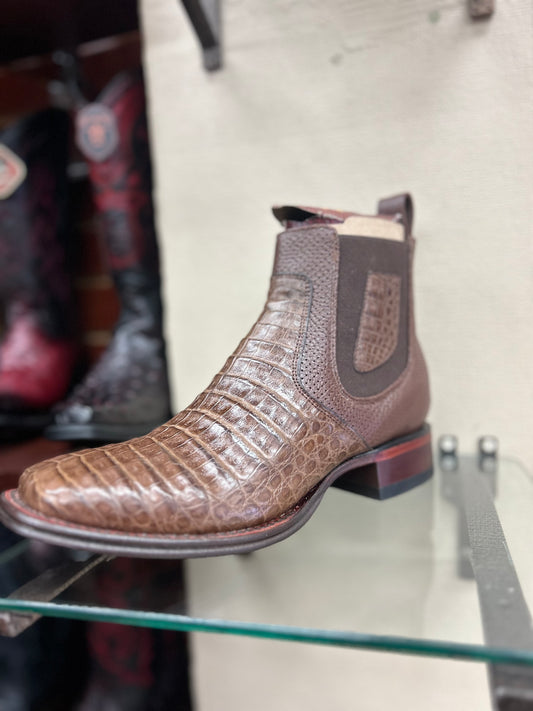 Botin Los Altos Caiman Belly Browm Square Toe